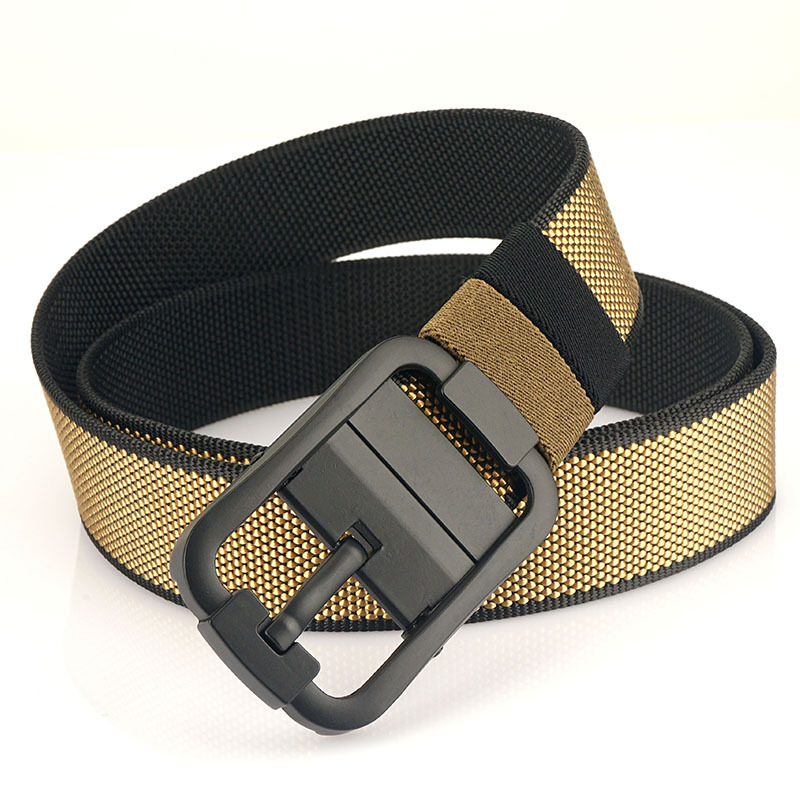 [Doble cara de doble uso] Nueva hebilla giratoria de cinturón de nylon de dos colores para hombres casual simple correa de pantalones de lona tejida