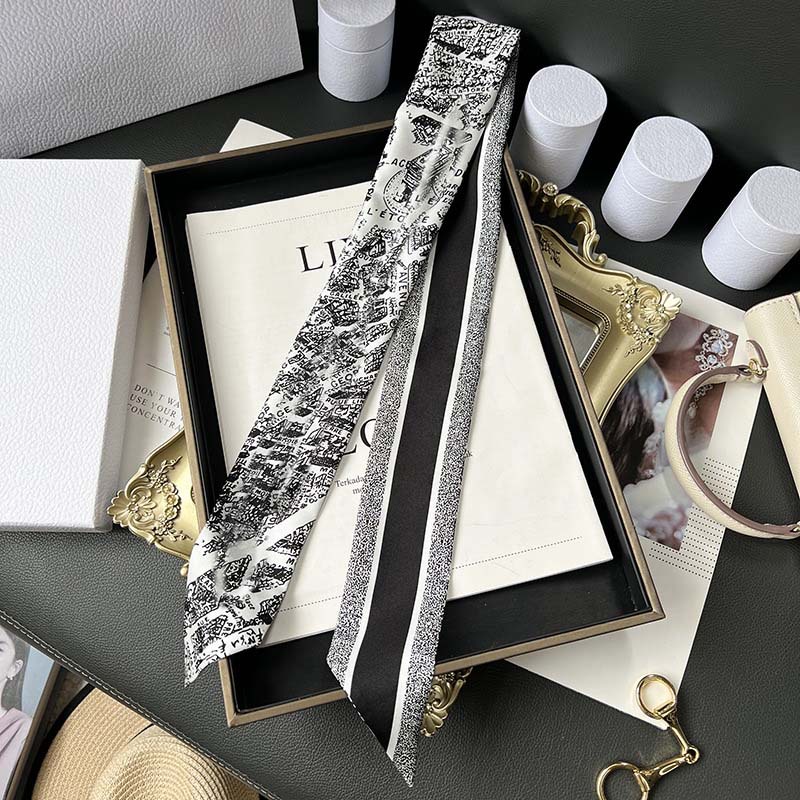 D versión alta 18 mm bufandas de seda cinta cinta delgada correa de pelo larga decoración pequeña bufandas animales de la selva H