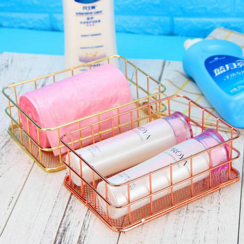 Introducing the new home essentials: Golden Hollowed-Out Iron Storage Basket for Fruits, Jewelry, and Accessories