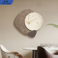 时来运转餐厅装饰画侘寂风创意时钟客厅挂画高档大气饭厅钟表壁画