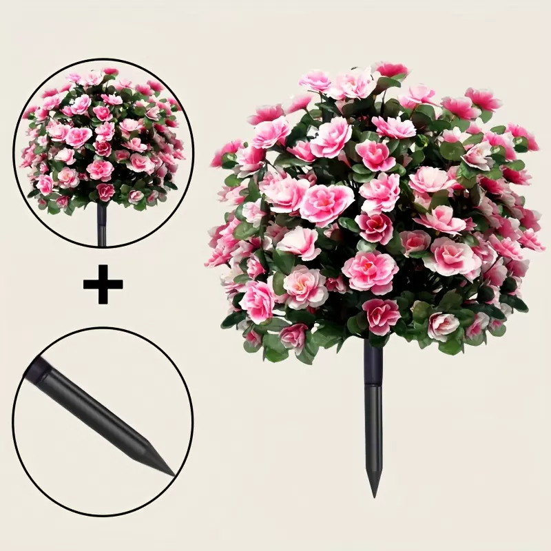 现货跨境爆款杜鹃花带尖刺地插花束仿真花庭院绿化带室内盆景装饰