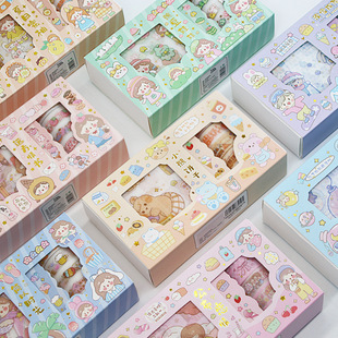Sticker tape hand account gift box suit cute little fresh girl heart student hand account diary diy decoration material