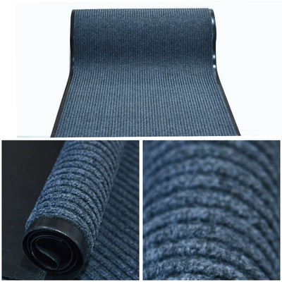 Avtomobil döşəmə paspasları — Waterproof non-slip PVC floor mat shopping - double-stripe-black-grey-hot-sale-09-meters-wide-take-a-few-pieces-and-send-a-few-meters