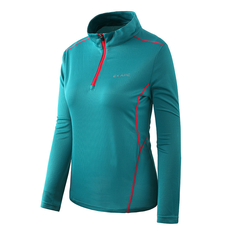 純色アウトドア速乾衣春秋女性立襟速乾tシャツ登山徒歩女性速乾長袖アウトドア速乾衣|undefined