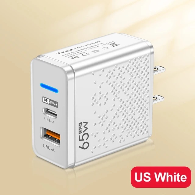 USB + PD cargador de doble puerto con lámpara LED, cabeza de carga rápida, carga de viaje, cabeza de carga de viaje, estándar de EE.UU., estándar de Europa, estándar de Reino Unido