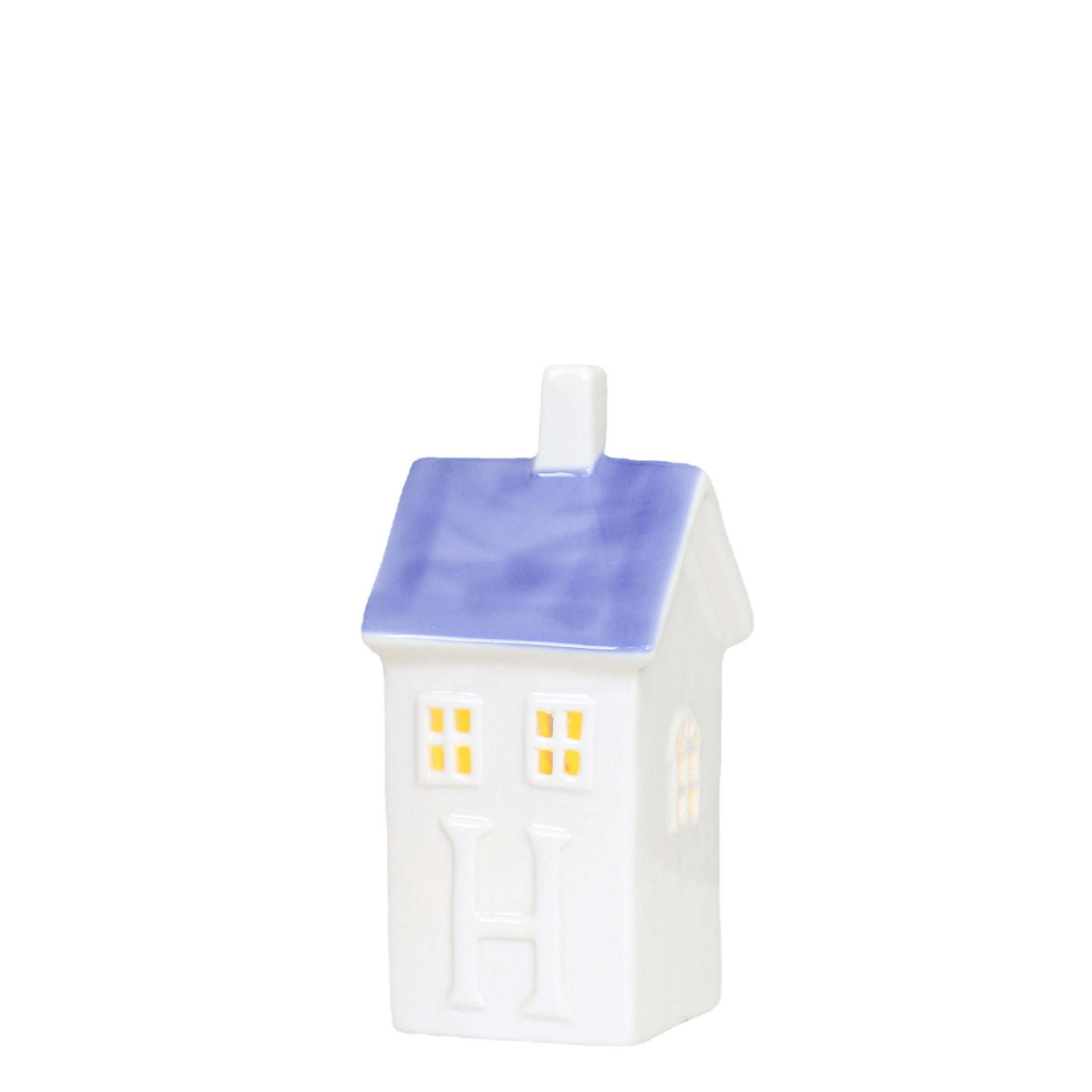 Casa de cerámica creativa de estilo europeo de Navidad Casa de Luz LED de cerámica creativa de porcelana blanca hueca pequeña casa al por mayor