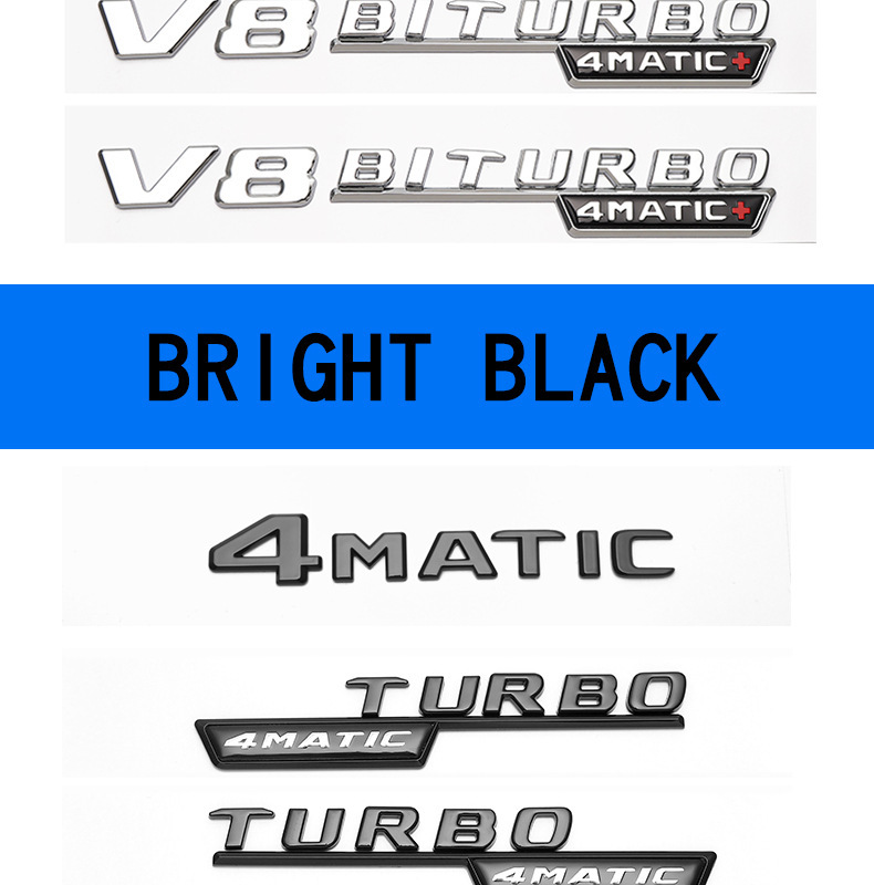 Suitable for Mercedes-Benz modified AMG43/53/63 leaf side label TURBO4MATIC letter car labeling