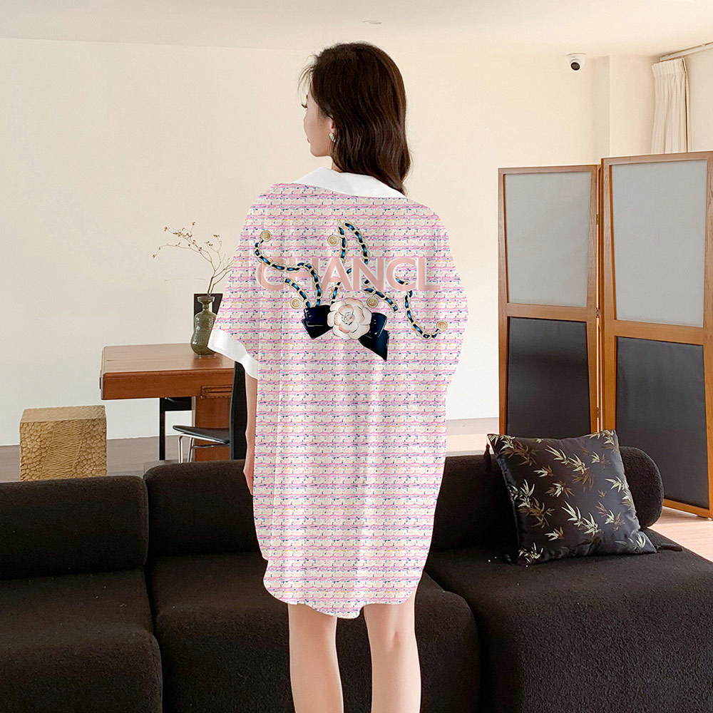 Yaoting nueva primavera y verano satén pijama mujer lindo viento solapa pijama de mangas cortas ropa para el hogar SQ3197