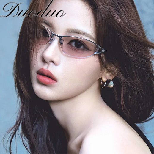 Cat-Eye Half-Frame Metal Sunglasses for Women, High-End Slimming Sunshade Aviator Style Men's Sunglasses, Cross-Border Eyewear