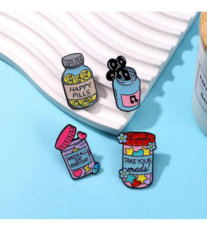 Casual, Daily Occasion Cute Modern Style Pin Letter Pill Medicine Bottle Alloy Enamel Unisex Brooches