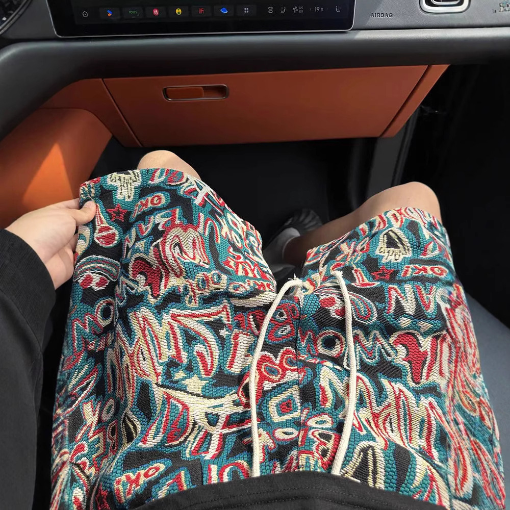 Men's Hawaiian Ethnic Style Printed Shorts Summer Sporty Loose Casual Five-Point Beach Pants_viptrois.com