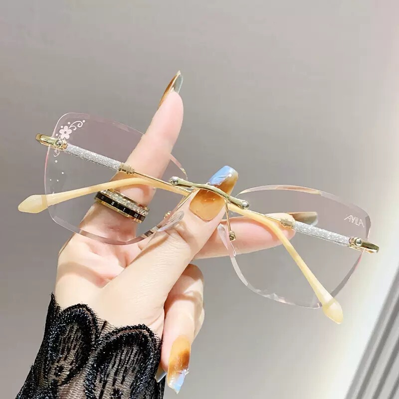 2025年ホットスタイルコレクション女性用老眼鏡、中高年向けの新しい高精細抗青色光ファッショナブルなフレームレス老眼鏡|undefined