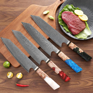 Damascus steel resin stable wood cutting knife octagonal Japanese chef knife chef cooking knife kitchen knife slicing knife