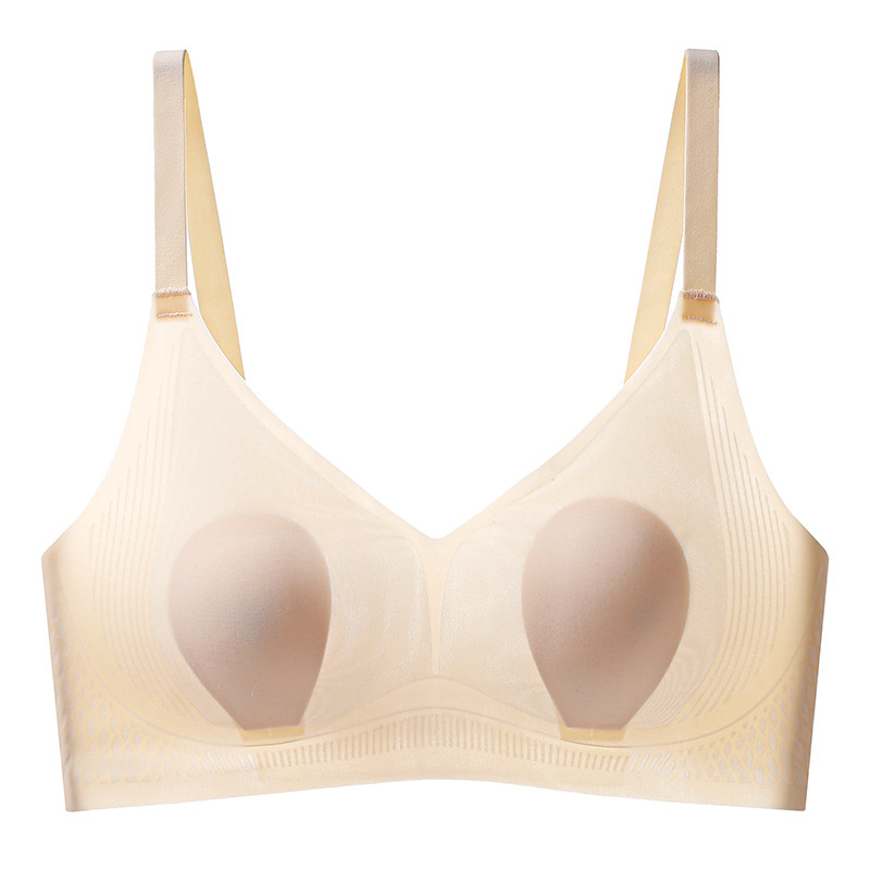Ropa interior sin costuras de las mujeres Pequeño pecho empuja hacia arriba el sujetador fresco transpirable soporte superior anti-flacidez inalámbrico delgado más tamaño sujetador verano