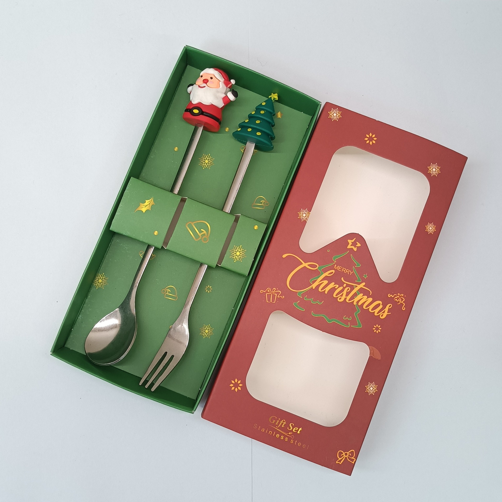 Cuchara transfronteriza de acero inoxidable Santa Claus árbol cuchara de café postre tenedor de fruta muñeca cuchara tenedor vajilla juego de regalo image 40