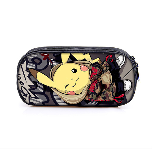 Cross-border new Pikachu student pen bag polyester large capacity children's stationery pencil case Pokemon single layer pencil case