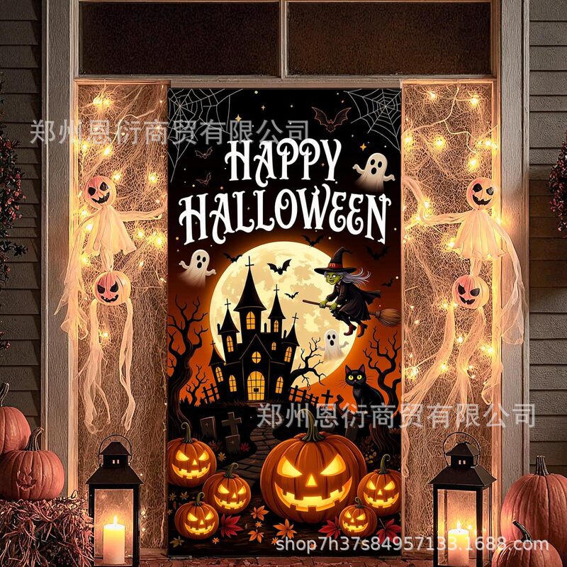 Amazon Bestseller: Castle Ghost Halloween Door Curtain, Door Cover, Cross-Border Halloween Party Decoration, Porch Hanging Cloth Amazon Bestseller: Castle Ghost Halloween Door Curtain, Door Cover, Cross-Border Halloween Party Decoration, Porch Hanging Cloth