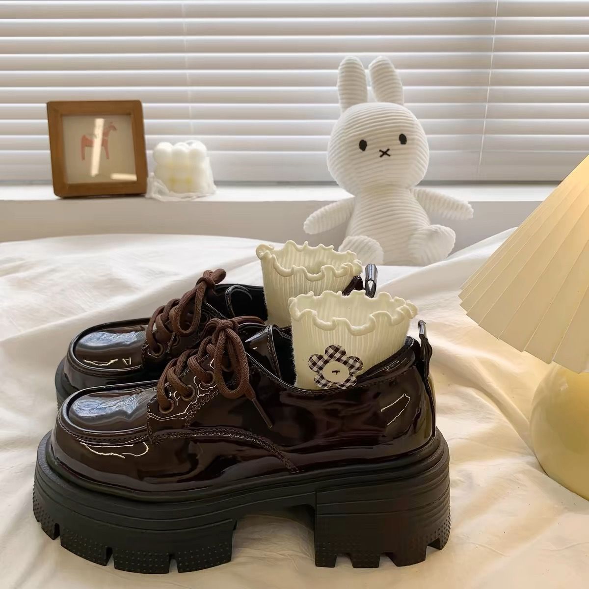 Modas mary-zhen verano zapatos de cuero mujeres estilo británico 2024 nuevos zapatos lefour cordones negros zapatos de sola gruesa