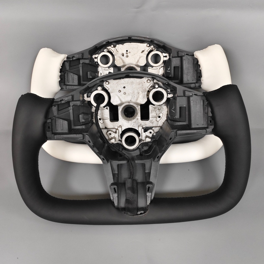 Suitable for Tesla Model 3/Y Nappa Leather Yoke Sports Square Integrated Heated Steering Wheel Frame Modification