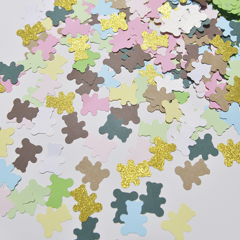 Tema del partido mesa de postre mesa de escritorio decoración oso colorido papel trozos 100 piezas de acrílico