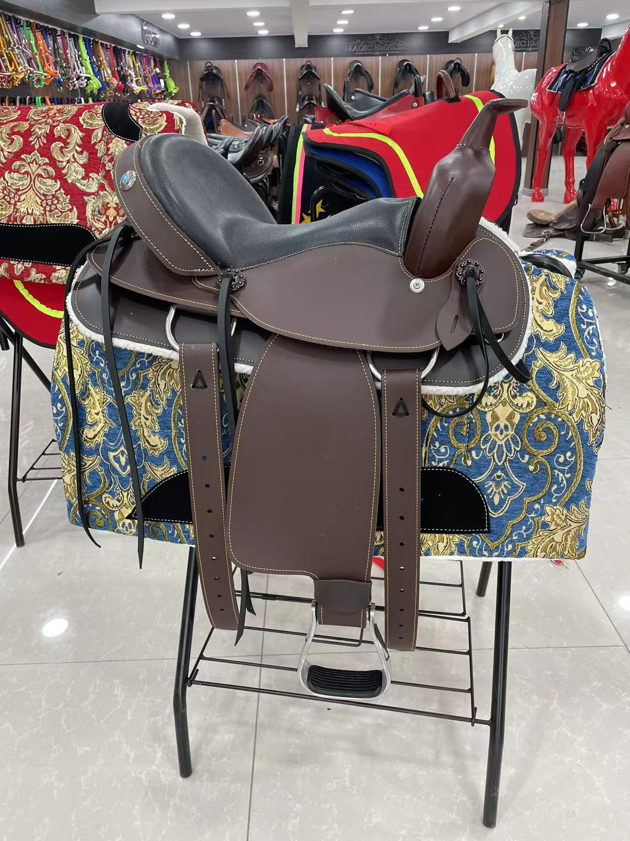 Western Saddle Super Migration Leather Large Saddle Western Saddle Accessories