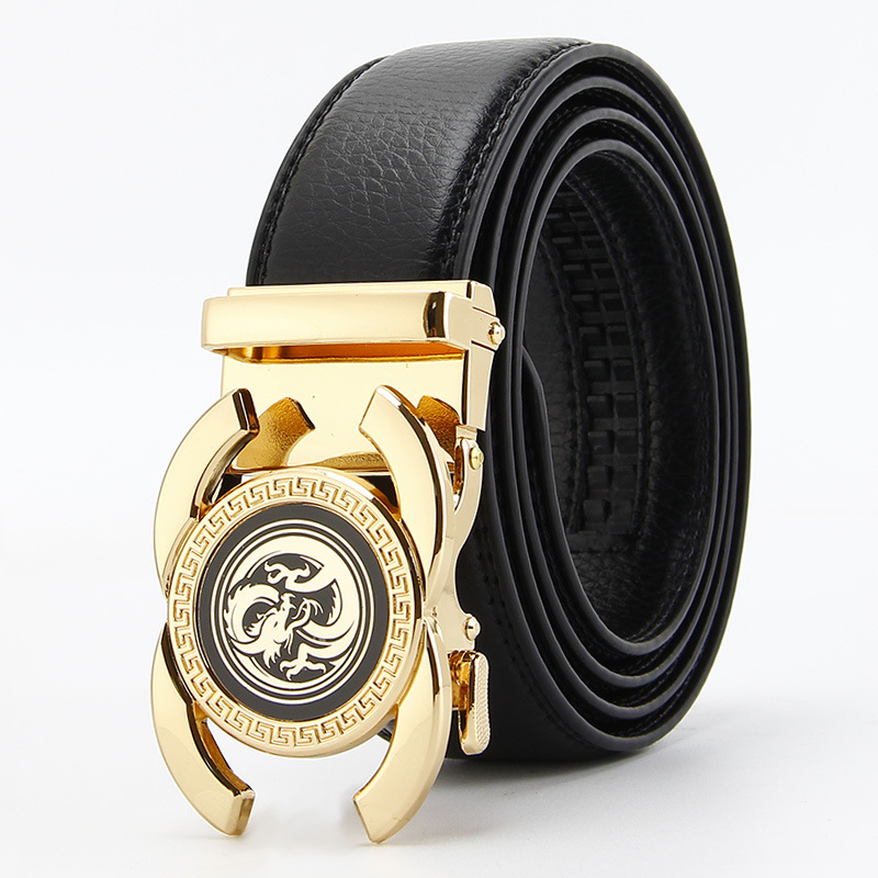 Dulilu men's imitation cowhide open edge microfiber cowhide automatic buckle belt double C business casual men's belt