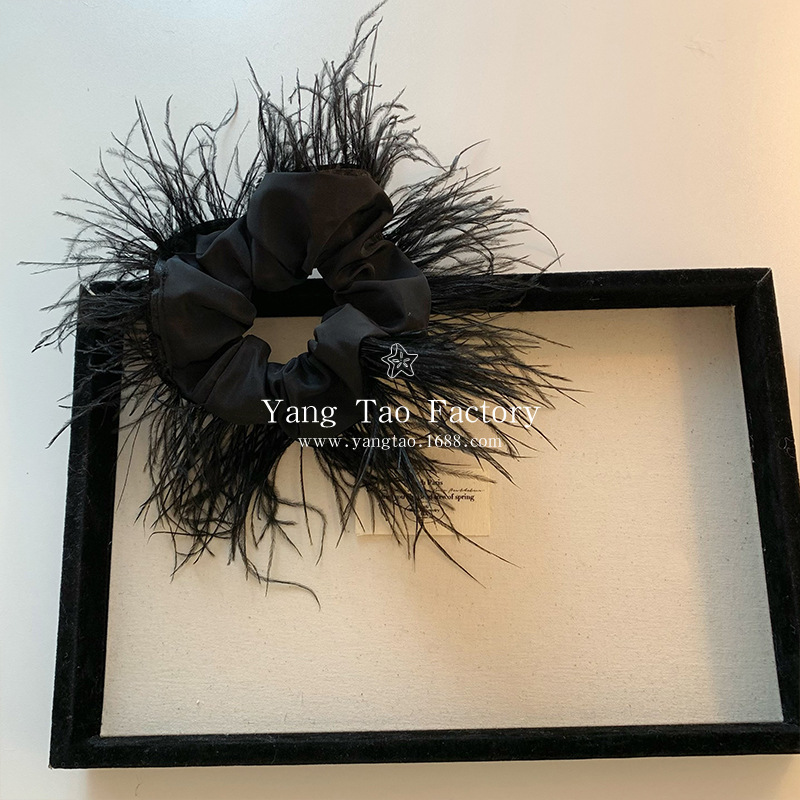 Puras plumas de deseo intestino grueso anillo de cabello de cabello de cabello 2024 nuevo otoño invierno correa de cabello de avestruz cabello de cabello