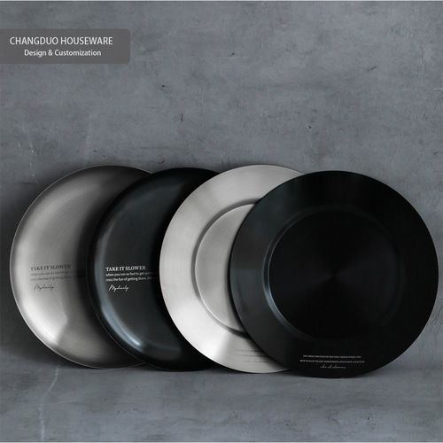 New industrial style black 304 stainless steel metal plate Internet celebrity soft furnishings restaurant hotel home gifts