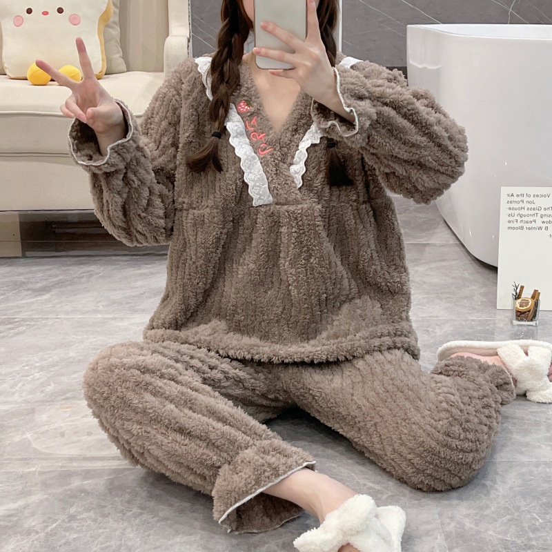 Simple felpa pijamas para niñas otoño e invierno nuevo estilo coreano ins manga larga más tamaño 200kg desgaste del hogar