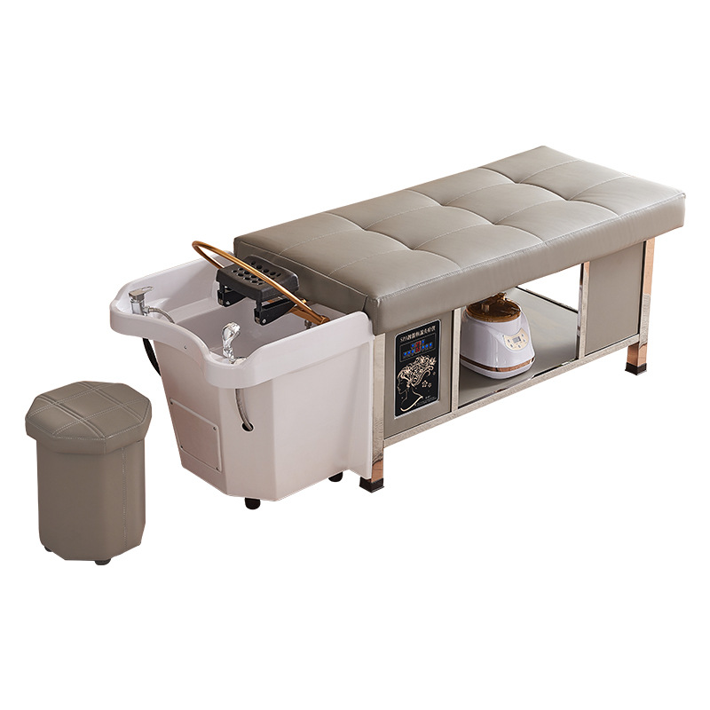 Peluquería cama de champú de acero inoxidable de alta gama masaje tailandés oído recogiendo cama peluquería especial fumigación circulación de agua cabeza de fisioterapia