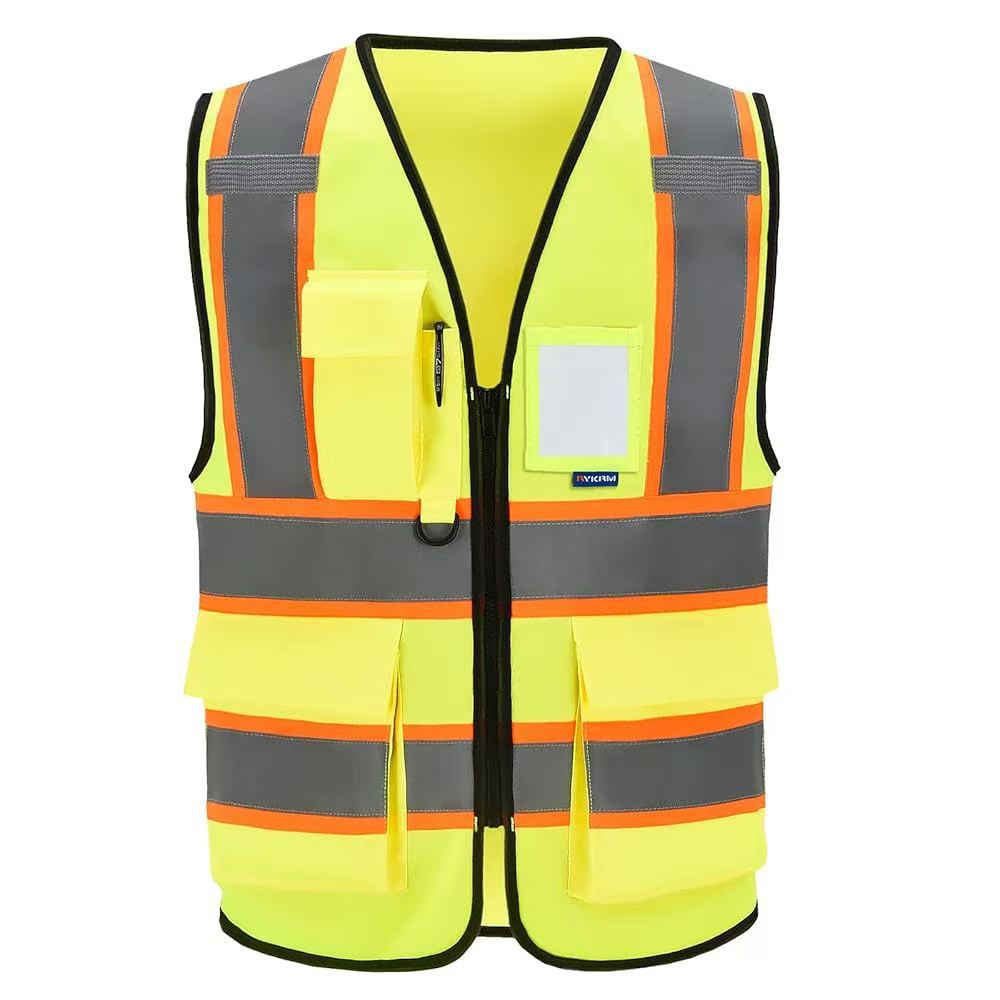 Reflector * chaleco * tela de urdimbre 120g * verde fluorescente * gris plateado / naranja * M