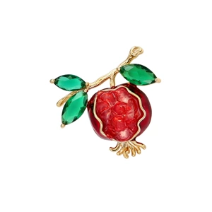New stylish and simple enamel copper brooch with diamond garnet, anti-slip, elegant and fresh, suitable for suits and shirts