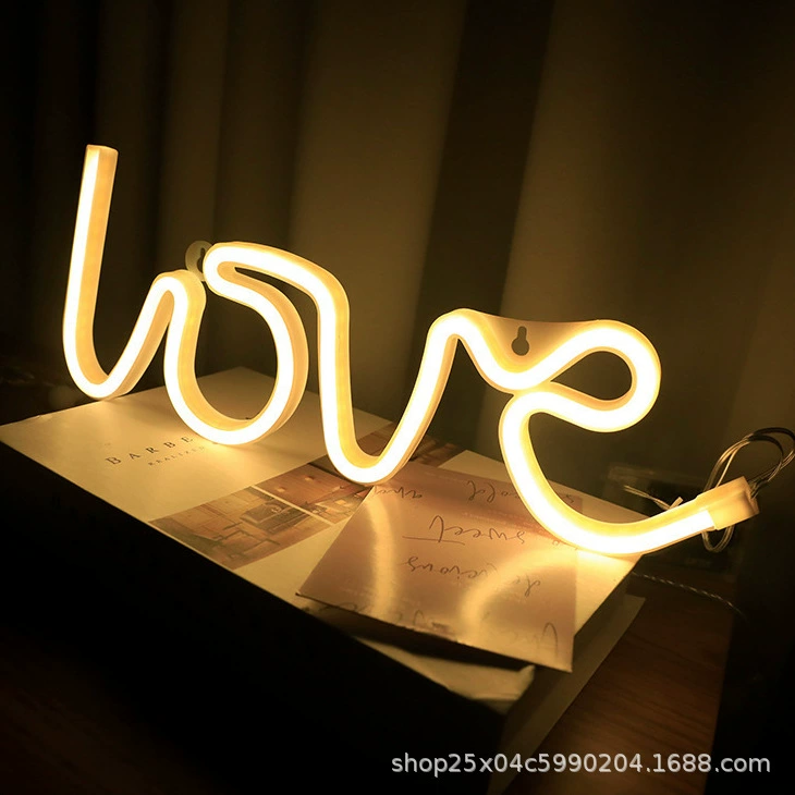 Новый товар LOVE неоновая лампа — признание/предложение, светодиодная декоративная подсветка для сцен, USB, аккумуляторный блок, в наличии