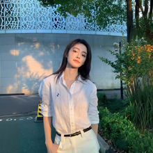 RL现货高版本拉夫亚麻衬衫防晒男女同款小马标刺绣百搭Polo领衬衣