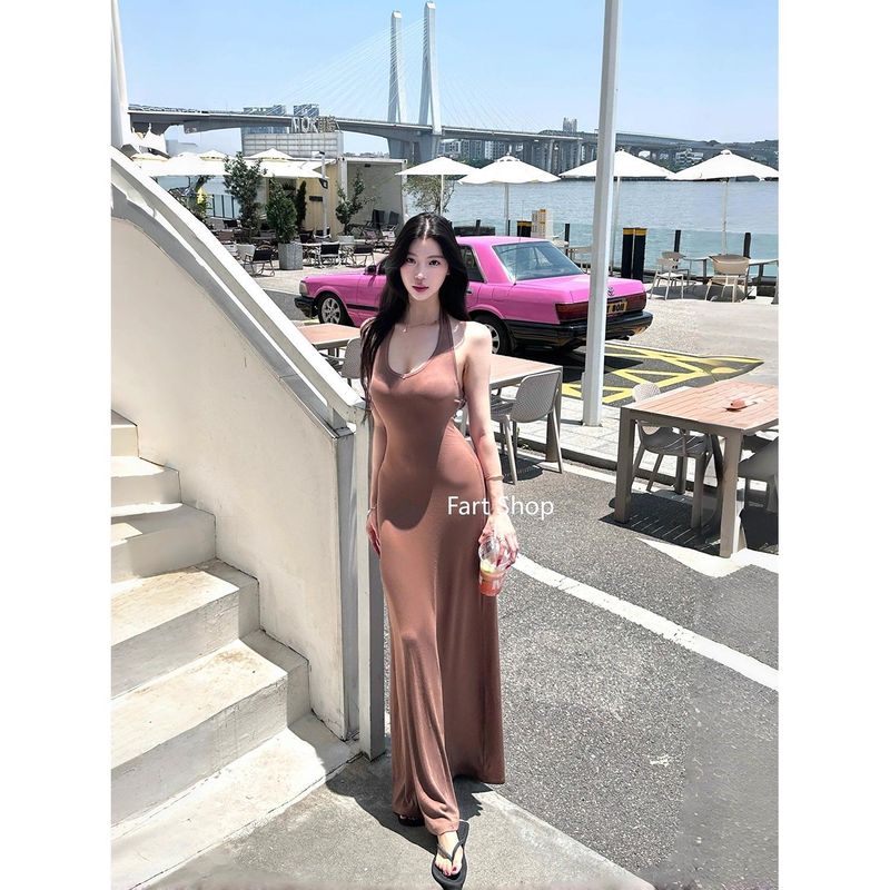 纯欲风复古条纹长袖T恤收腰显瘦打底罩衫上衣女+l连衣裙两件套|undefined