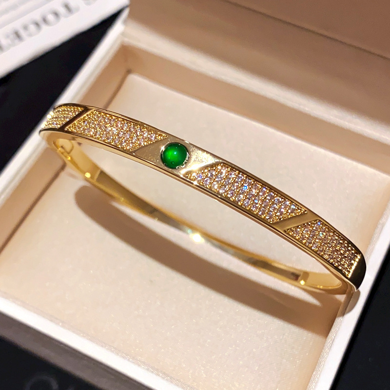 Brazalete de piedra de oro real, brazalete de abertura torcida, temperamento minimalista, pulsera de moda, brazalete de lujo ligero.