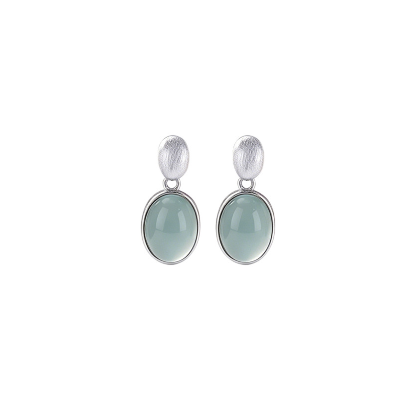 Bông tai bạc S925 mạ vàng đính đá xanh ngọc bích dạng stud đơn giản — Màu xanh ngọc bích