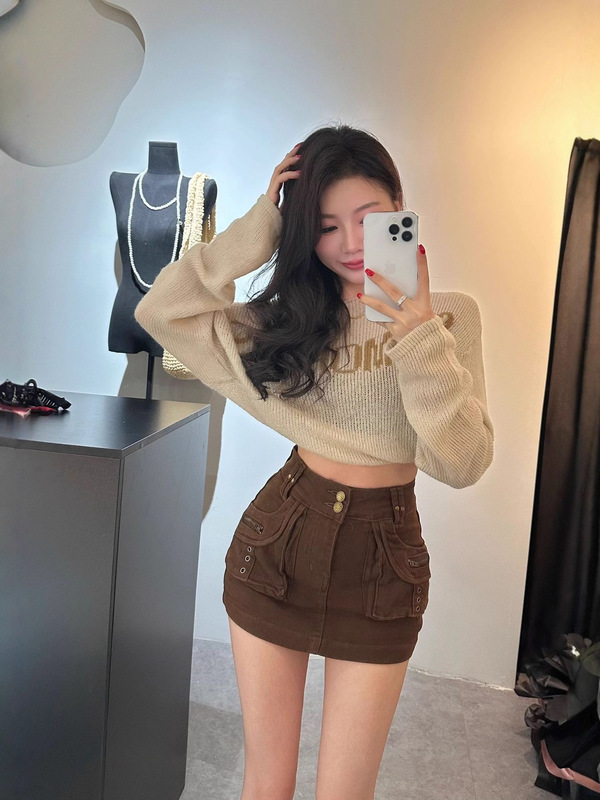 韩式辣妹牛仔短裙女夏季新款浅色高腰显瘦修身a字包臀半身裙1809|undefined