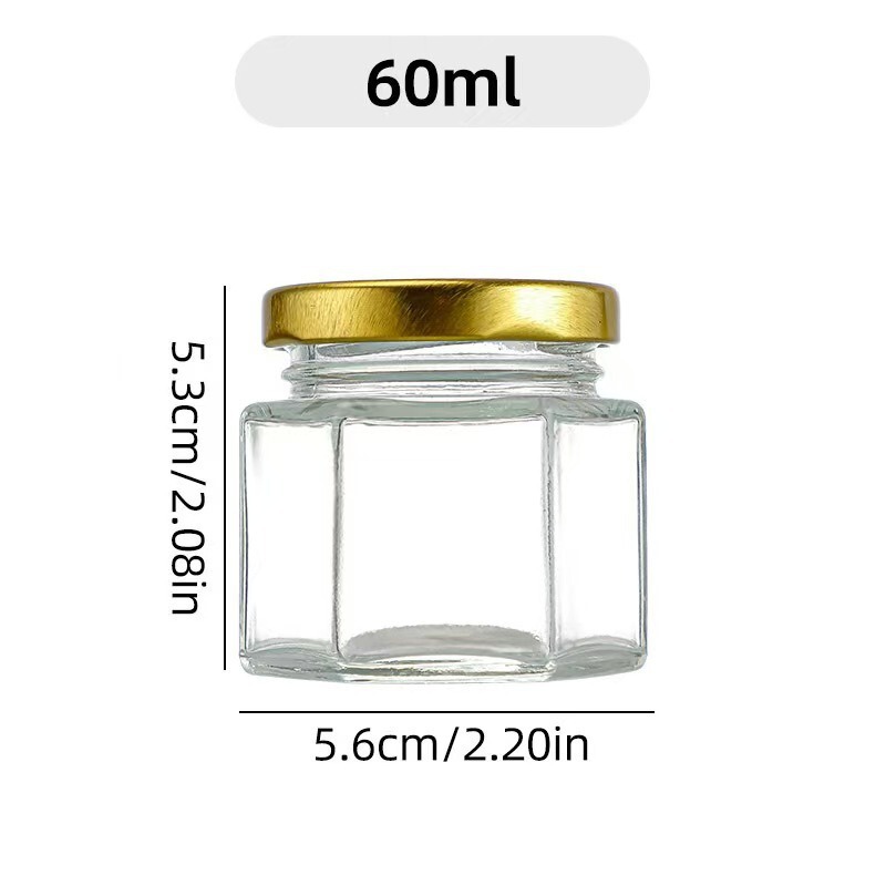 45ml六棱玻璃蜂蜜果酱瓶酱菜瓶罐头瓶试吃小号喜蜜瓶密封分装瓶子|undefined