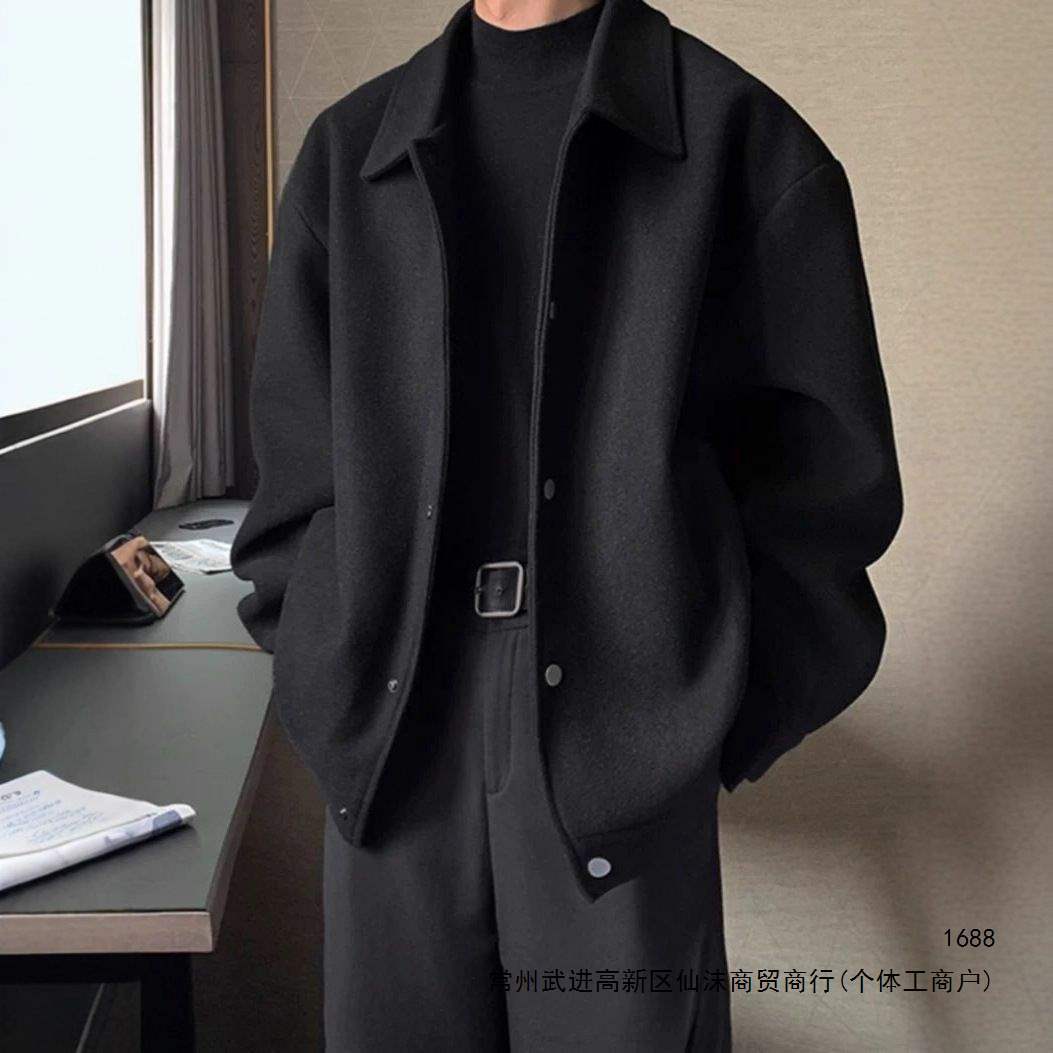 2026 Autumn/Winter New Style Men's Short Thick Lapel Woolen Jacket, Trendy Korean Style, Cool and Stylish.