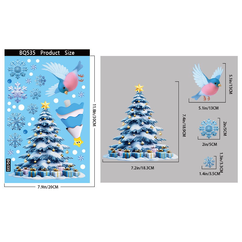 クリスマスステッカークリエイティブカラフルなクリスマスツリーガラスステッカークロスボーダーアマゾン雪だるまスノーフレーク静電ステッカー卸売|undefined