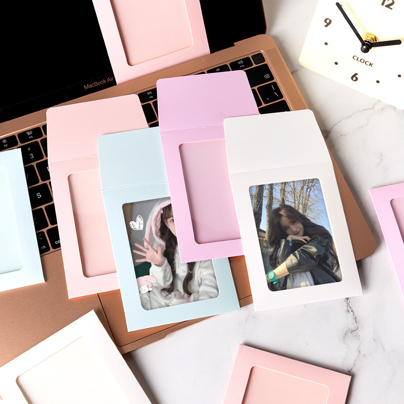 インスタイルマカロンカラーカードホルダー封筒DIYカード包装フォトフレーム窓透明封筒|undefined