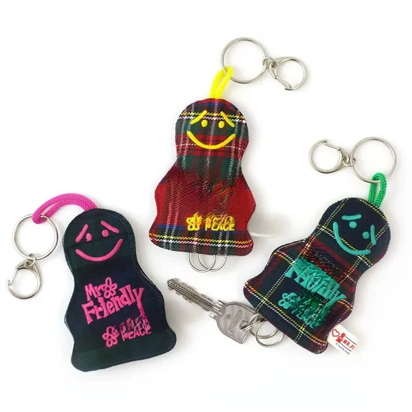 Japanese Fashion Brand Gingerbread Man Cartoon Healing All-match Smile Mister Embroidered Car Key Bag Home Key Hanging Bag