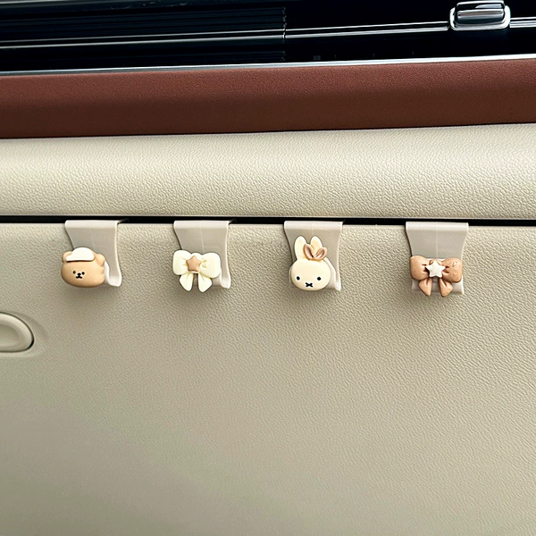 Bear rabbit head + star knot rice glove box hook 4 pack