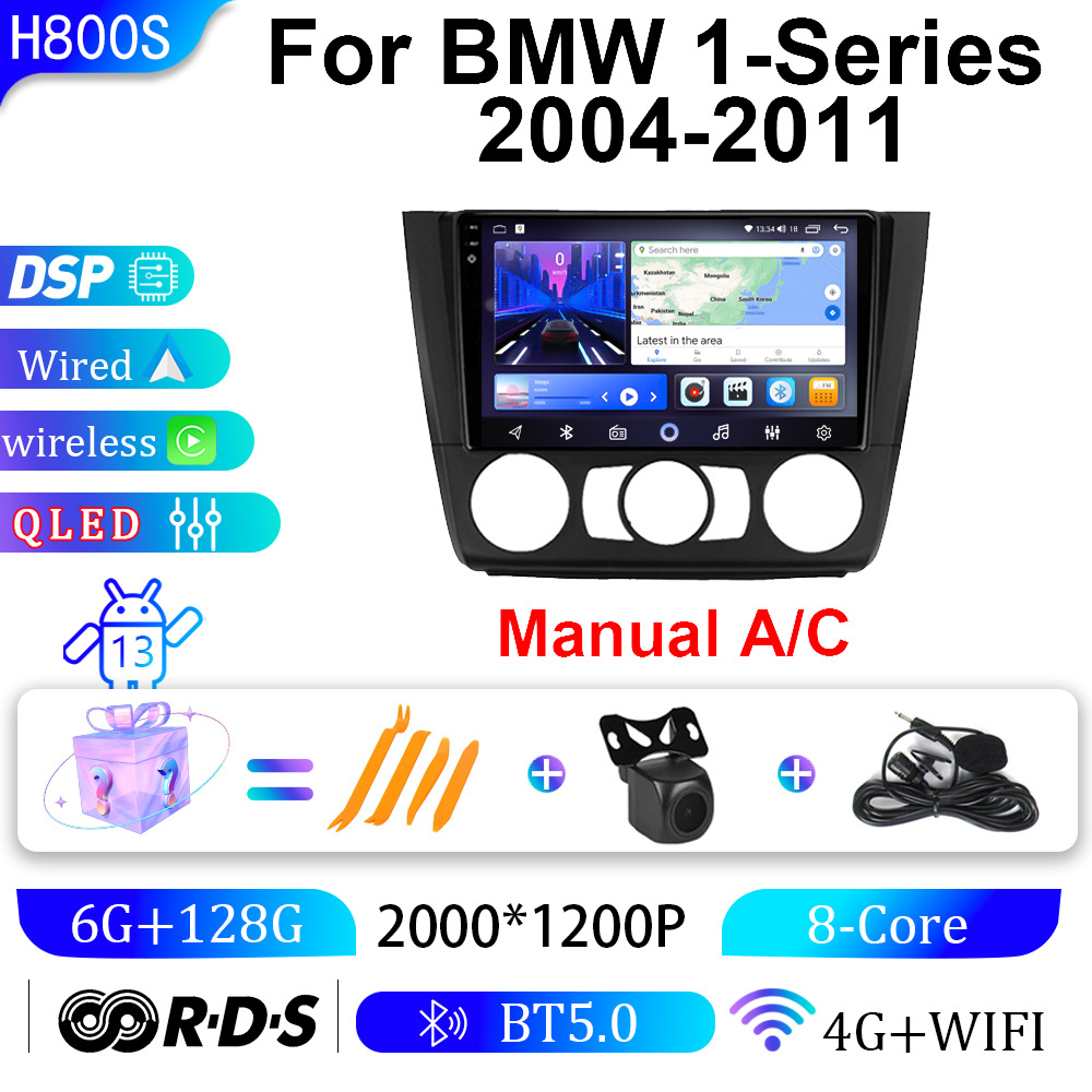 Suitable for 04-11 Bmw 1 Series Manual Car Navigation, Carplay, Android Large-Screen Navigation, Gps Smart Audio and Video