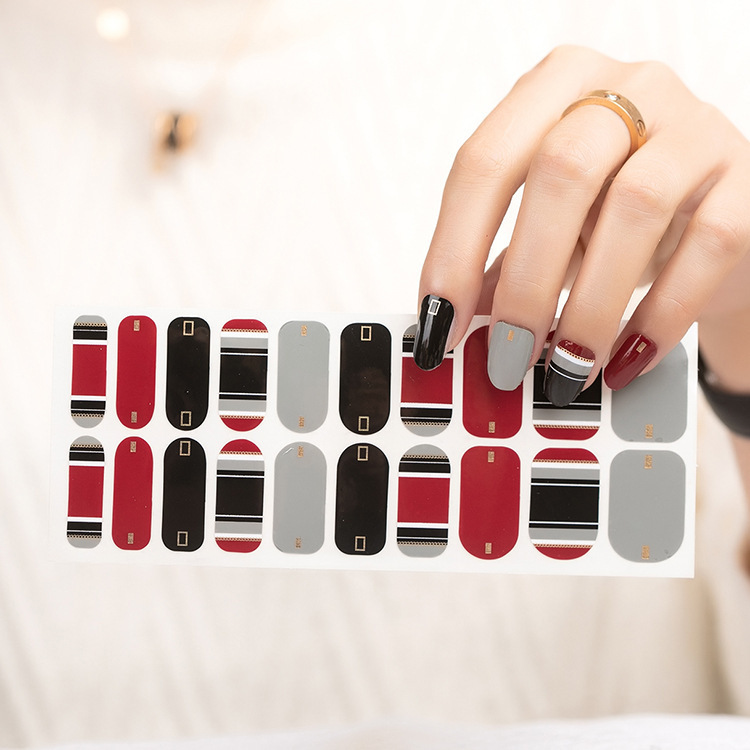 Factory supply South Korea Nail Polish film nail sticker 20 finger UV printing nail patch waterproof nail sticker wholesale Factory supply South Korea Nail Polish film nail sticker 20 finger UV printing nail patch waterproof nail sticker wholesale