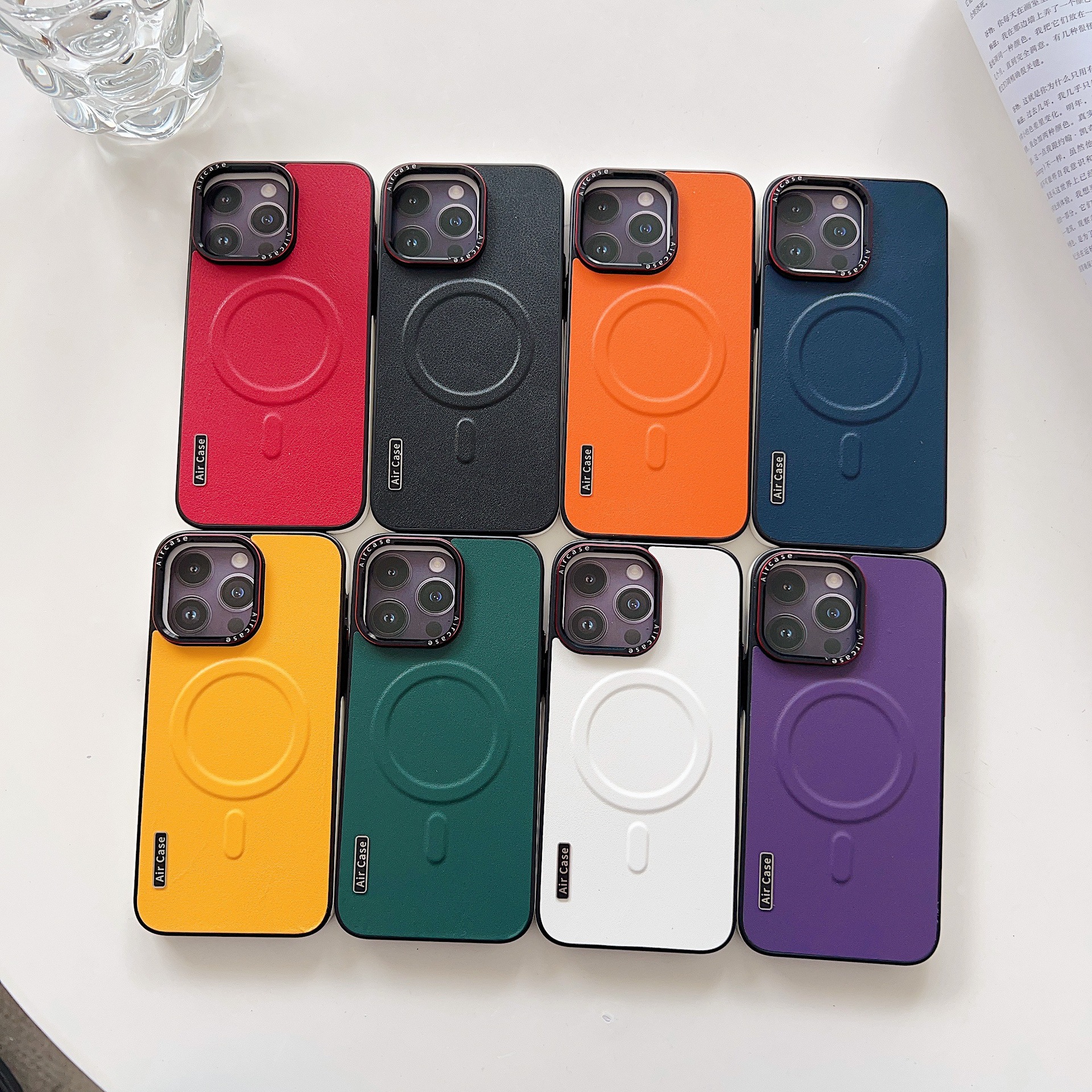 Phone Cases Classification PC Plain Leather Solid Color Hot Pressing Basic Simple Style Phone Cases Phone Accessories