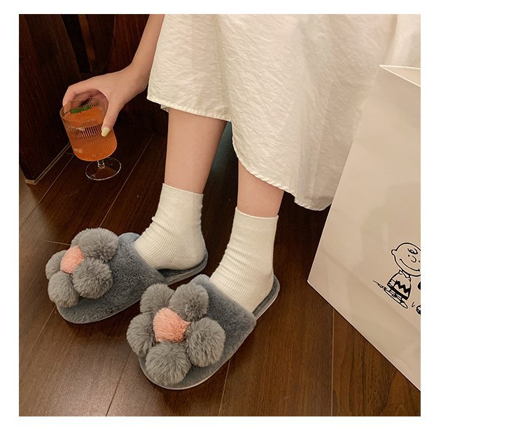 Flower Home Plush Cotton Slippers NSDFX81870