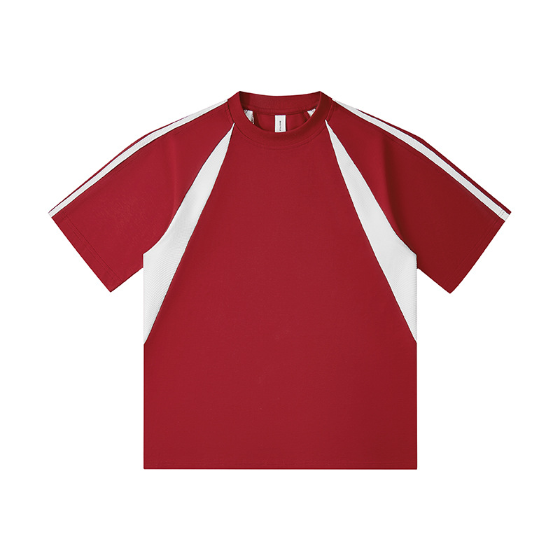 Transfronterizo tamaño europeo y americano de algodón mosaico camiseta deportiva 250G pesada camiseta de hombre de manga corta marca de moda personalizada