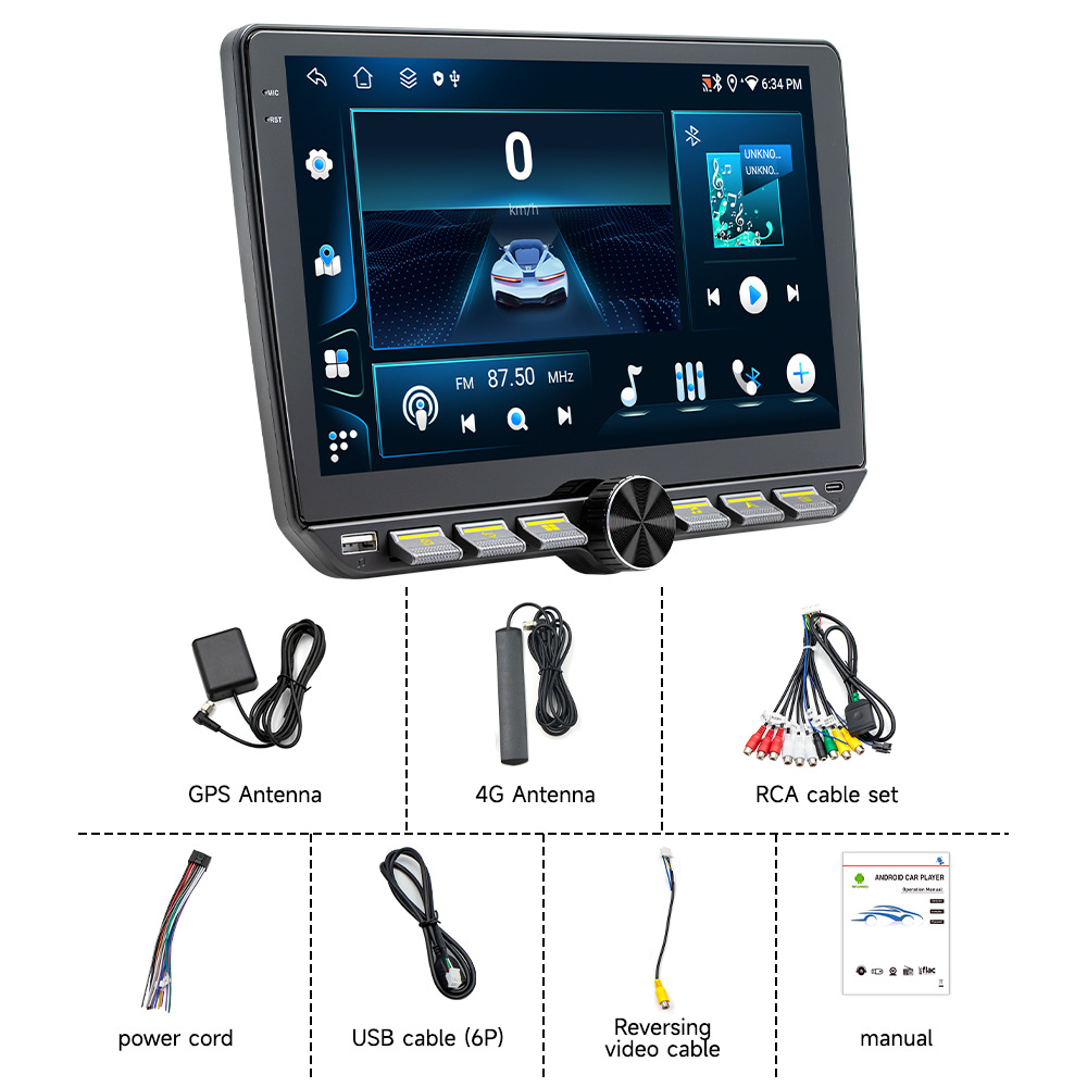 Ventas transfronterizas calientes de 10.1 pulgadas de ocho núcleos 4G Android navegador de automóviles inalámbrico carplay controlador central todo en uno